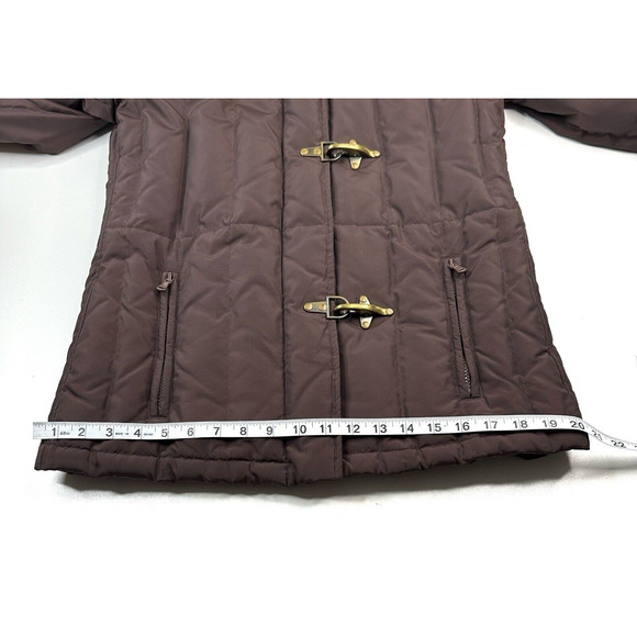 Dana Buchman Brown Down Filled Puffer Jacket Genuine Fur Lined Hooded Size Small - Picture 8 of 15